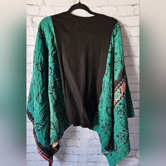 UPCYCLED Kantha Poncho Top OS NWT - Picture 3 of 4